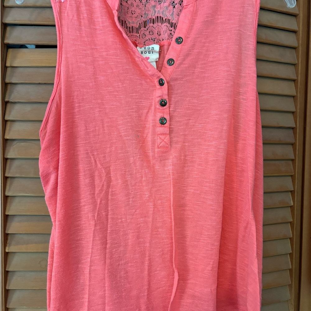 Sonoma Coral Sleeveless Lace Tank Top
